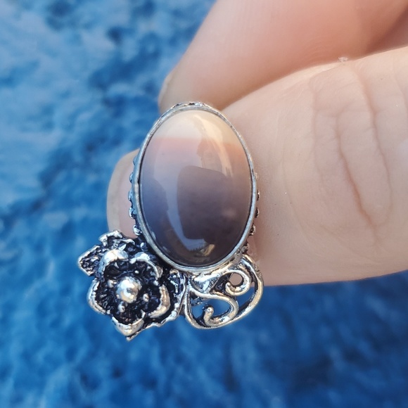 New Mookaite Jasper Silver Flower Ring. - Picture 15 of 16